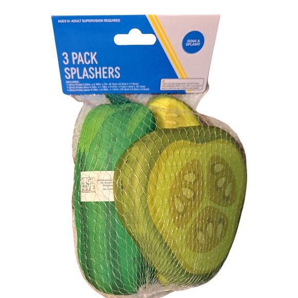 High Five 3 Pack Splashers Pool Water Toys Cucumber Avocado - Picture 3 of 6